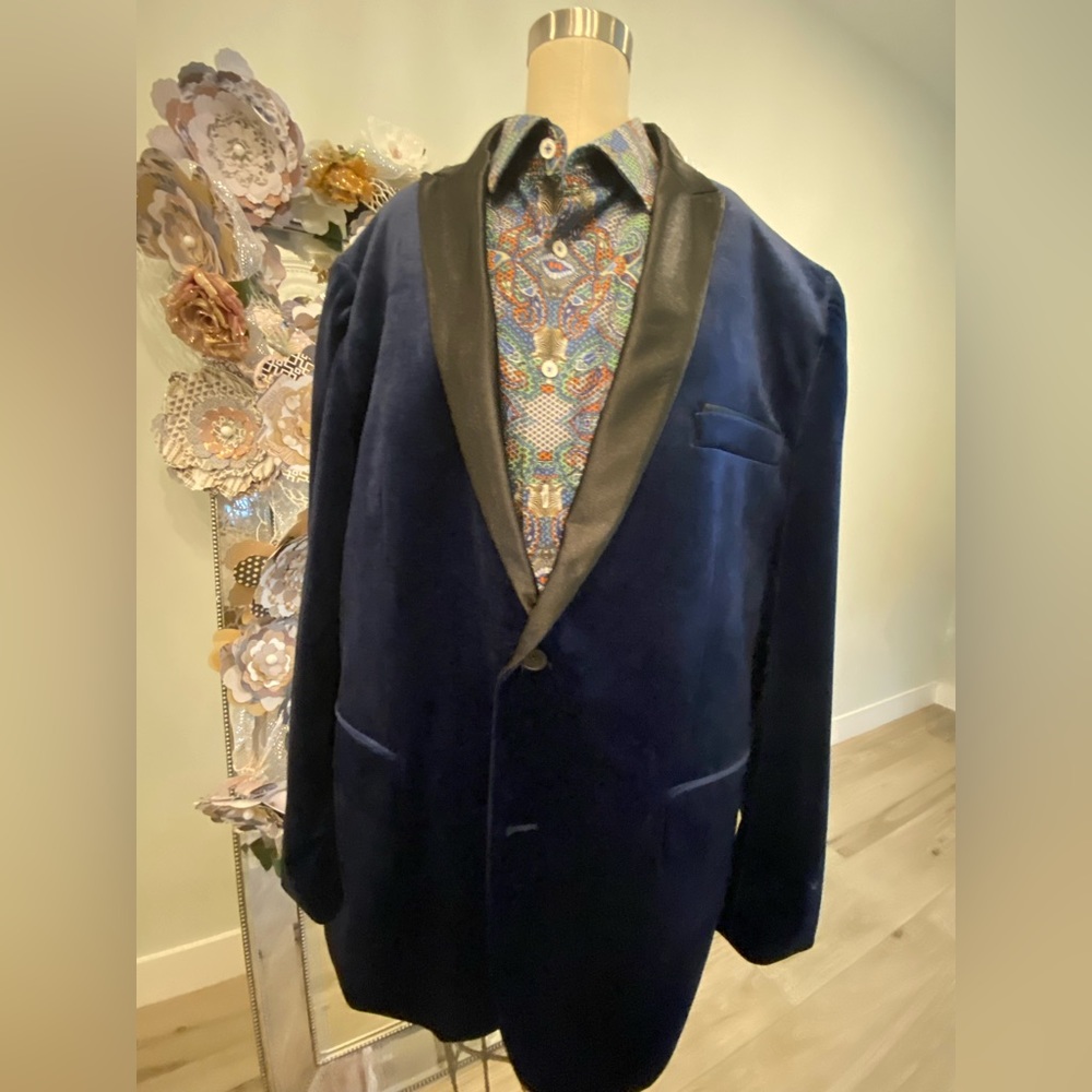 Inc International Concept Men’s New Velvet Jacket Blue - Picture 9 of 13